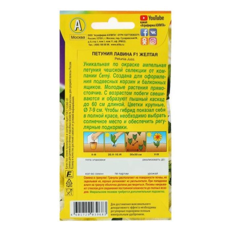 Petunia F1 Petunia F1 yellow large -flowered ampel, 10 pcs-3