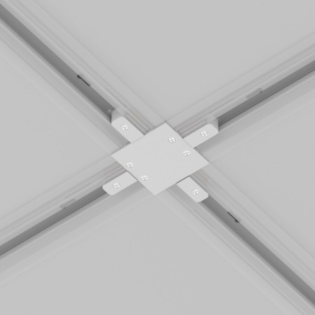 Connector X-shaped for the built-in track system Technical Track-11W, 13x13x2 cm, white color-6