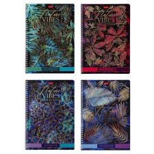 A4 notebook 80 sheets, in the “gold petals” in the cage, the cover shaked cardboard, 3D foil, block 65 g/m2, 4v mix