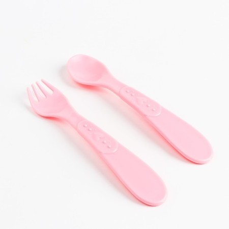 A set of children's dishes "Bunny Polly", a plate on the suction cup 250ml, fork, spoon-4