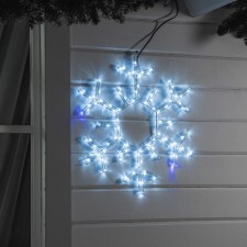 Светодиодная фигура «Снежинка», 55 см, дюралайт, 120 LED, 220 В, мерцание, свечение белый/синий