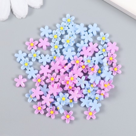 Decor for creativity plastic "forget -me -nots blue and lilac" set of 70 pcs mix 0.8x0.8 cm