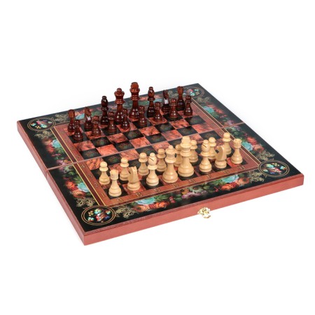 Board game 3 in 1 "Flowers": chess, checkers, backgammon, wood 50 x 50 cm-1