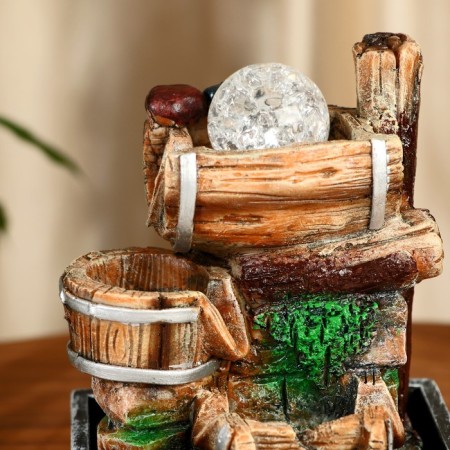 Fountain "barrels on the logs" 13x13x21 cm (with backlight)-1