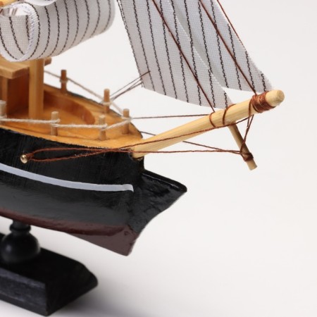Souvenir small "Elijah" souvenir ship, Black side, beige sails with stripes, 5.5 × 23.5 × 23.5 cm-2