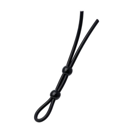 Lasso for Penis Toyfa A-Toys, with two beads, silicone, black color, 19.5 cm-1