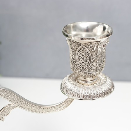 Summary Metal for 3 candles "Raja" aged silver 22.5x8x24 cm-3