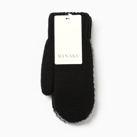 Women's mittens minku, black color, 22 cm-3