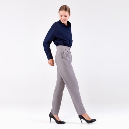 Women's pants Minaku: classic color gray, river 52-2