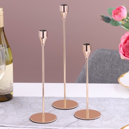 A set of 3 candlesticks, metal, d = 8 cm h = 24/29/34 cm-1