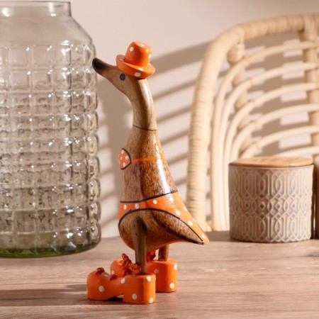Souvenir "Duck in the orange swimsuit" wood 13x9x27 cm-1