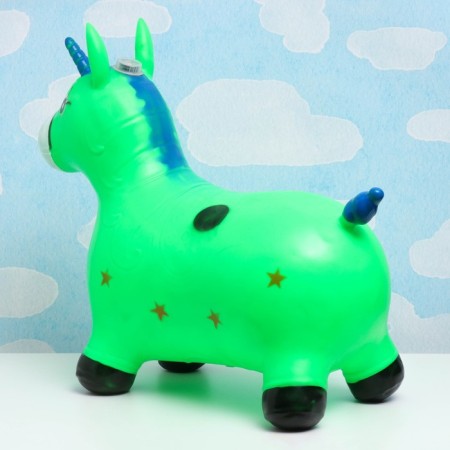 Toy - Children's jump "Musical unicorn" rubber inflatable, 50x30cm, green-1