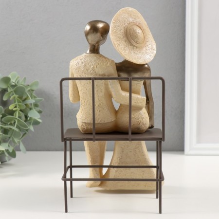Polystone souvenir "Stylish couple on a bench" 13x12.5x24.5 cm-2