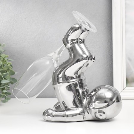 Souvenir ceramic stand for the glass "Cosmonaut - gravity" silver 16x11x19.5 cm
