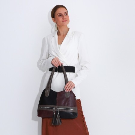 Bag-tout on zipper, dark red color-5