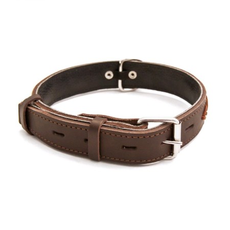 Leather collar with oblique "Zononic", Osh 52-66 x 3.5 cm, mix of flowers-2