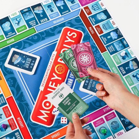 New Year's board game "New Year: Money Polys. Winter City ”, 60 cards, 2 cubes, 6 chips, 10+-10