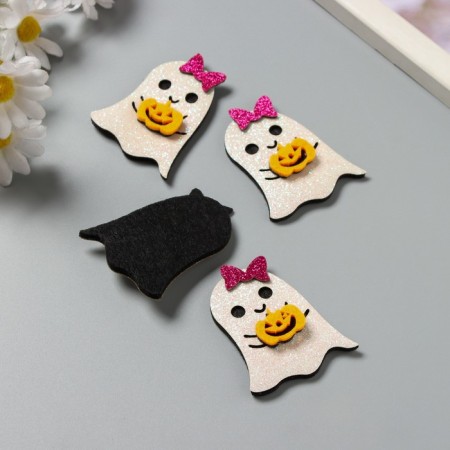 Decor for the creativity of the felt of felt shine "Bringing with pumpkin" 5.5x4.5 cm-1