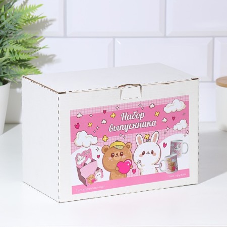 Gift set "School graduate!" organizer, mug, pink, bunny-8