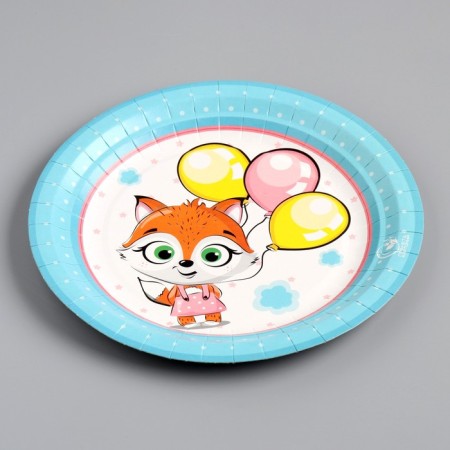 Disposable plate "fox" laminated, cardboard, 18 cm-1