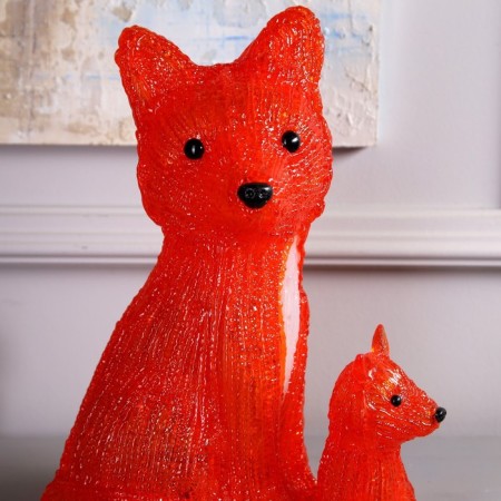 LED figure "Fox with a fox" 24 × 35 × 19 cm, acrylic, 40 LED, 220 V, glow of white-2
