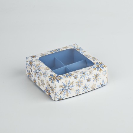 Box for sweets "Golden Sparks", 10.5 x 10.5 x 3.5 cm, New Year-1
