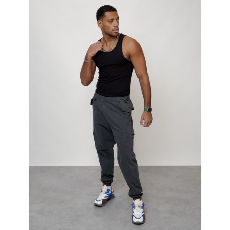 Cargo jeans male, size 50-52, dark gray color-10