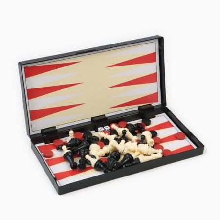 Board game 3 in 1 "Zuk": backgammon, chess, checkers, magnetic board 24.5 x 24.5 cm-3
