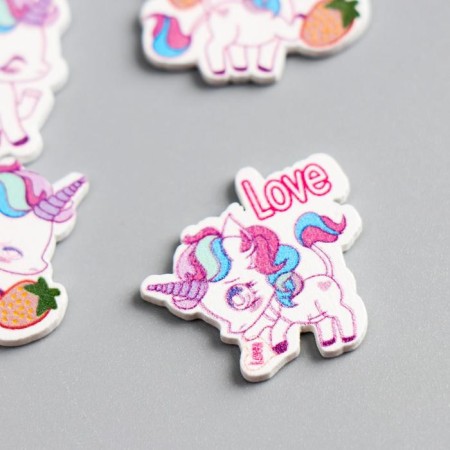 Decor for creativity Tree "Unicorns and Rainbow" set of 10 pcs 2.2x2.4 cm-1