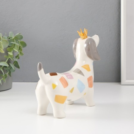 Souvenir Ceramics "Dachshund in the Crown" multi -colored spots 23.2x6.2x15.8 cm-3