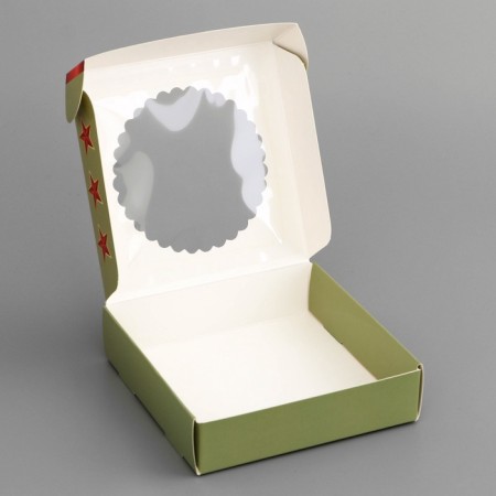 Box Gift team with a window, packaging, "February 23", 11.5 x 11.5 x 3 cm-3
