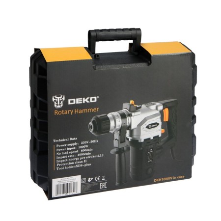 DEKO DKH1000W perforator, 1000 W, SDS+, 4.1 J, 3 modes, 4000 beats/min, 800 rpm, case-8