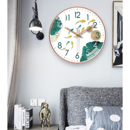 Wall clock, series: interior, "fish", smooth move, d-30 cm, aa-3