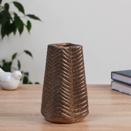 VAZ Coramics Table "Abner" zigzag, d = 5cm h = 17 cm, brown-1