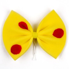 Clown carnival bow, yellow with red peas, 25x20 cm, foam