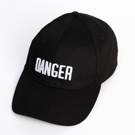 Men's cap with Danger ribbon, black color, rr 56-1
