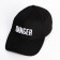 Men's cap with Danger ribbon, black color, rr 56