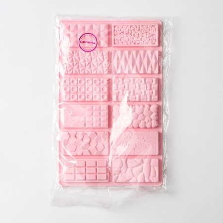 Chocolate chocolate form "Chocolate Assorted", silicone, 26.5 × 16.8 × 0.7 cm, 12 cells, pink color-5