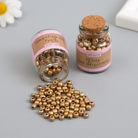 Round 6/0 beads in the bottle "Golden" 2x20 g set 2 pcs
