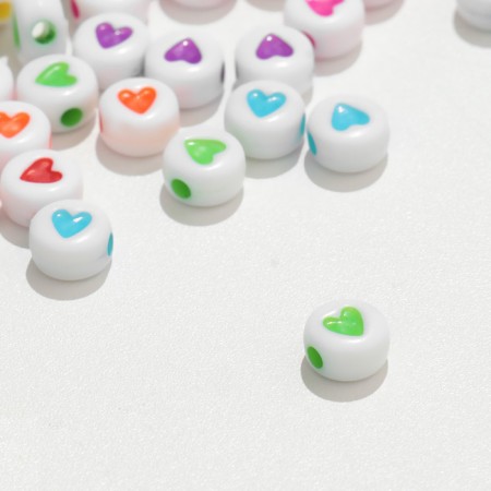Acrylic bead "Heart" in a circle, 7 × 4 mm, (set 10 g), color mix-1