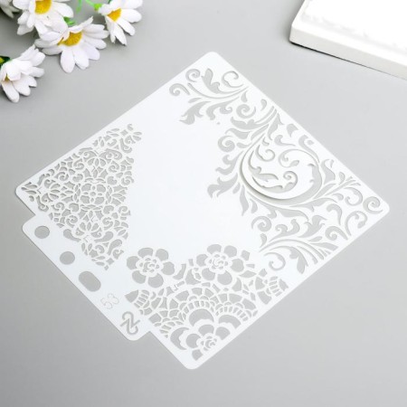 Stencil plastic "Flower ornaments" 13x14 cm-1