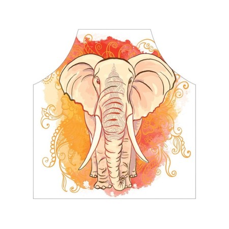 Apron of a kitchen with a photo print "Good Elephant", adjustable, size OS-2