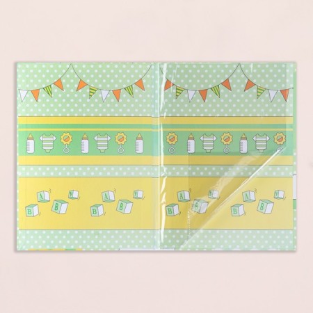 Birth certificate "Airy balls" embossing, green background, a4-3