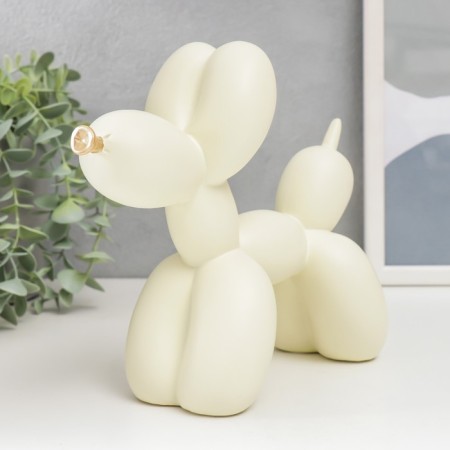 Souvenir Polystone "Air Ball - Dog with Golden Nosom" Cream 7.5x20.5x17.5 cm