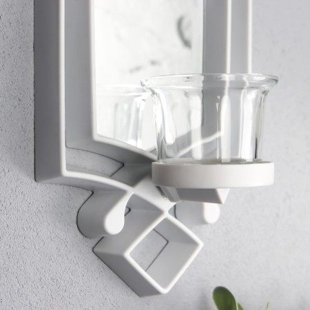 Climber Plastic, glass for 1 candle "Mirror light" set 2 pcs D-4 cm white 8x11.5x37 cm 90688-2