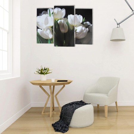 Modular picture "White Tulips" (2-25x52; 1-30x60) 60x80 cm-3