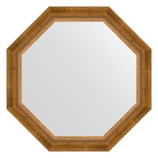 Mirror in the baguette frame, aged bronze with weaving 70 mm, 68x68 cm
