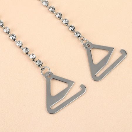 Decorative straps with rhinestones, metal fittings, 3 mm, 45 cm, steam, silver color-1