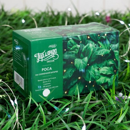 Garland “thread” 10 m dew, IP44, silver thread, 100 led, white glow, 2 modes, solar battery-9