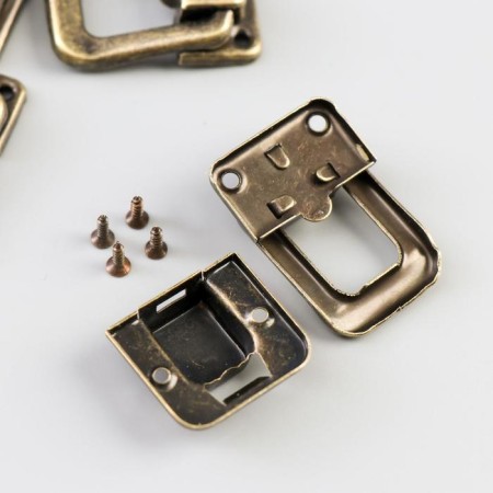 Castle metal for bronze casket + nails. set 5 pcs 3.6x2.5 cm-1